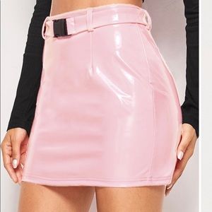 Light pink faux leather skirt